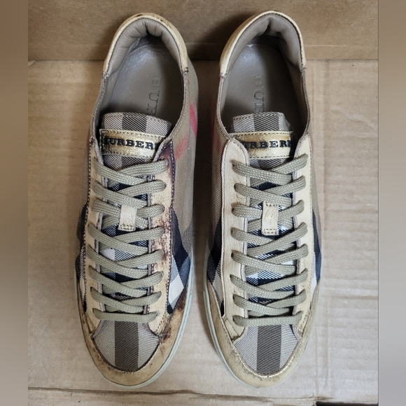 Burberry Hartfields House Check Low Top Sneaker Women Size 10 - Picture 5 of 13